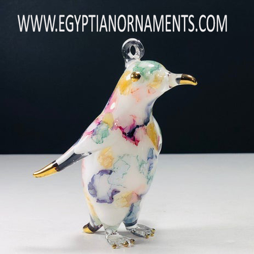Egyptian Blown Glass Penguin Christmas Ornament