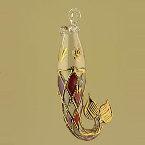 Blown glass colorful fish Christmas ornament