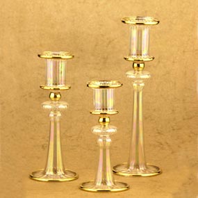 Glass Triple Candle Holders